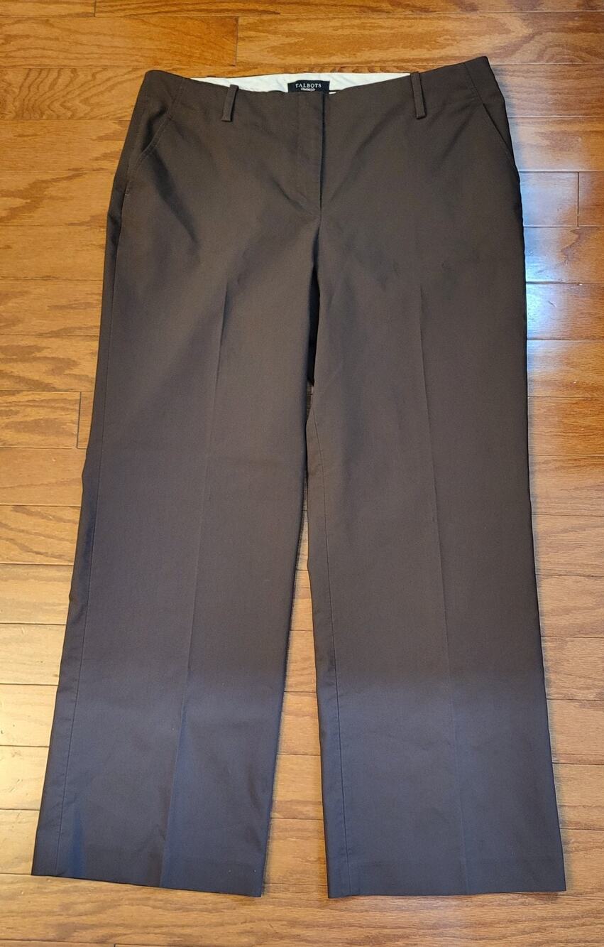Talbots Womens Size 14 Heritage Wide Leg Pants Brown Career Business Work